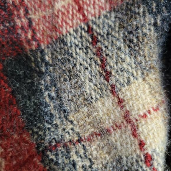 Vintage Eddie Bauer Plaid Wool Vest Red Tartan Check Equestrian Waistcoat Small - Picture 11 of 15